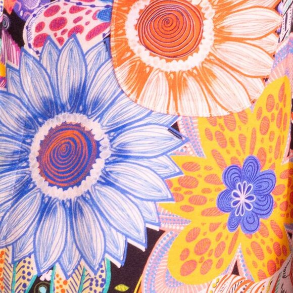 Johnny Was Carly Caetana Pj Set Long Lounge Floral Sleepwear Black Blue 2 pc NEW - Picture 5 of 5